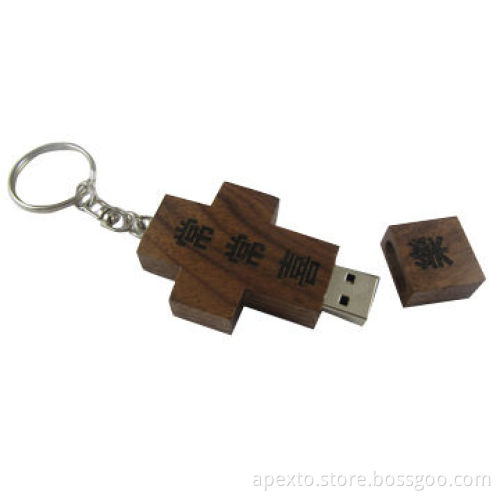 Latin Cross Wooden USB Flash Drives with 512MB to 32GB Memory Capacity, Support Custom Logo PrintingNew